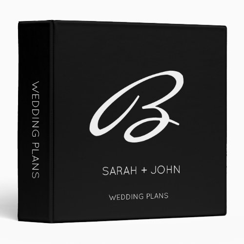 Wedding Plans Elegant Black Monogram Calligraphy 