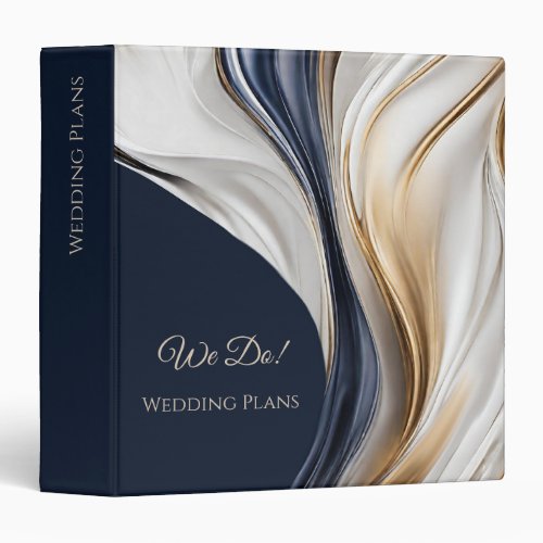 Wedding Plans_Elegant_Blue White Gold_ 3 Ring Binder