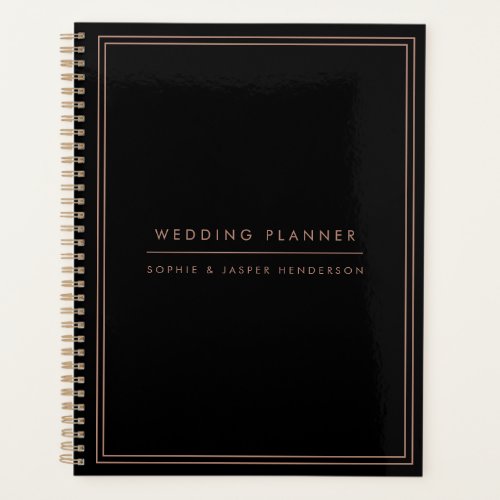 Wedding Plans Elegant Faux Rose Gold and Black Planner