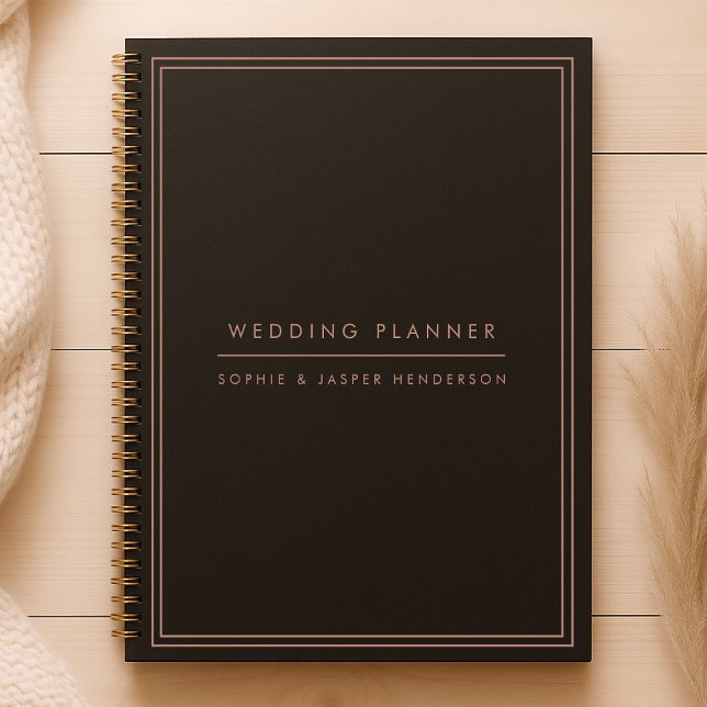 Wedding Plans Elegant Faux Rose Gold and Black Planner (Creator Uploaded)