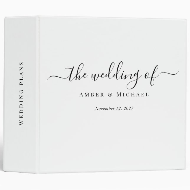 Wedding Plans | Modern Elegant   3 Ring Binder (Front/Spine)