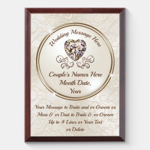 Wedding Plaques Personalized Message to Couple 