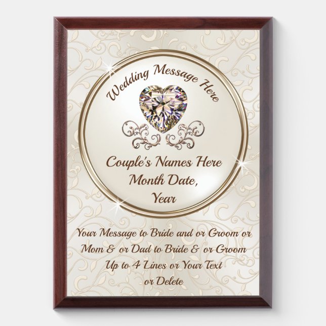 Wedding Plaques Personalized, Message to Couple,  (Vertical)