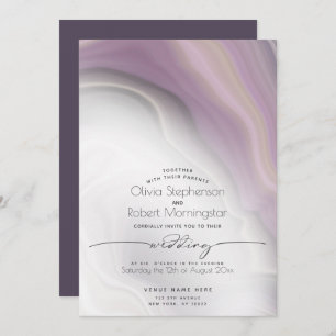 WEDDING Plum Purple Soft Marble Invitation