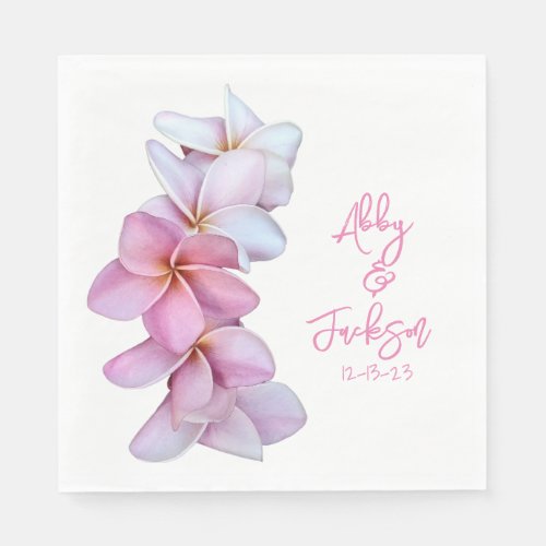 Wedding Plumeria in Pink Paper Napkin