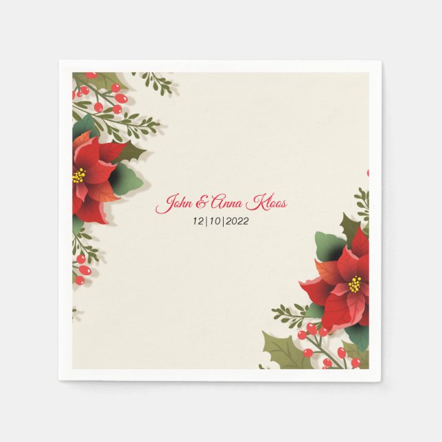 Wedding Poinsettia   Napkins (Front)