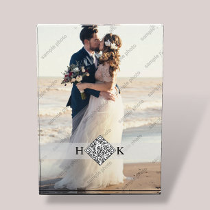 Wedding Portrait   Monogram QR Code Photo Block