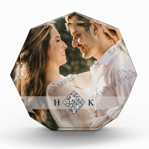 Wedding Portrait  Monogram QR Code Photo Block