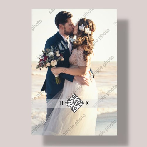 Wedding Portrait  Monogram QR Code Photo Print