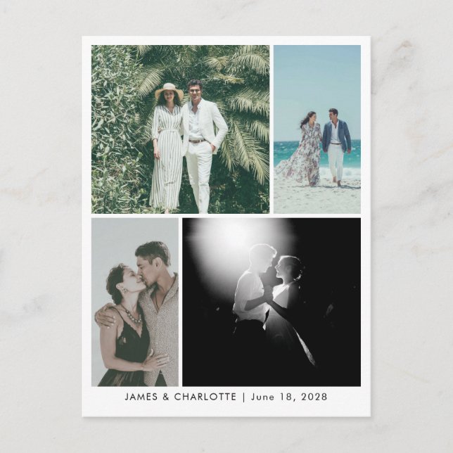 Wedding Postcard Guestbook Custom 4 Photo Template (Front)