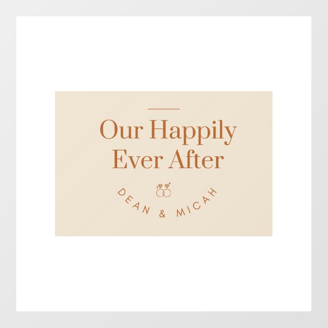 Wedding Poster – Beige Rings “Happily Ever After”  Wall Decal (Front)