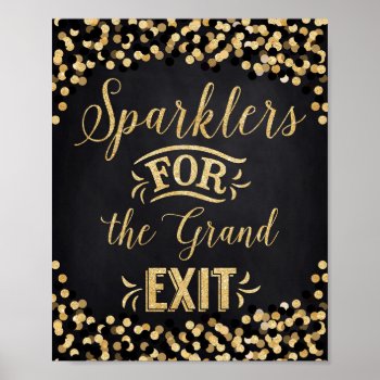 Wedding Poster Black Gold- Sparklers by Pixabelle at Zazzle