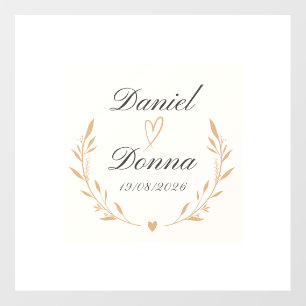 Wedding Poster – Golden Botanical Heart Design Wall Decal