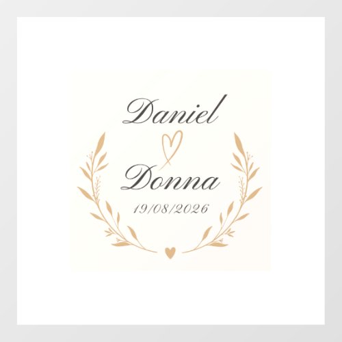 Wedding Poster – Golden Botanical Heart Design   Wall Decal
