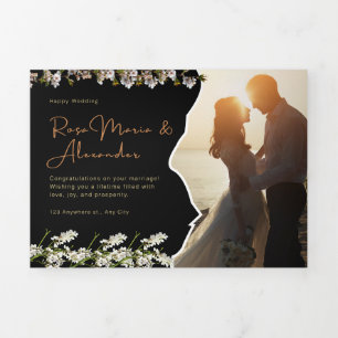 Wedding Poster – Sunset Beach Couple Photography D Tri-Fold Invitation