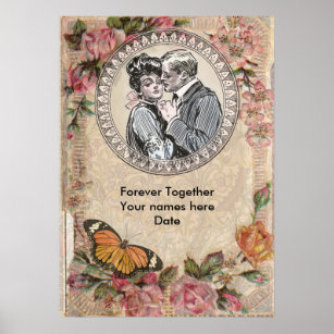 Wedding Poster Vintage Couple Antique
