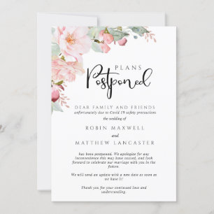 Wedding Postponed- Cancellation - Plans Postponed Invitation