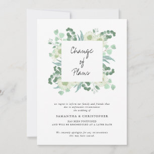 Wedding Postponed Watercolor Greenery Announcement