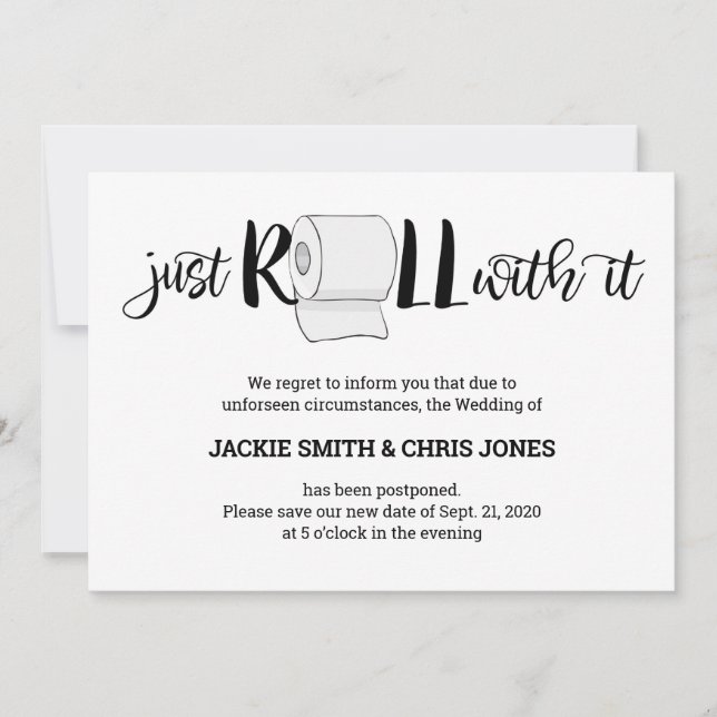 Wedding Postponement Announcement - Just Roll (Front)