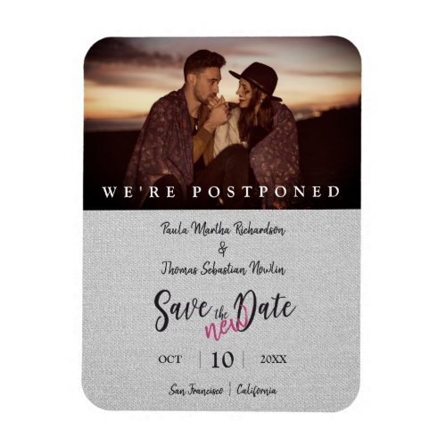 Wedding Postponement Card Photo Textile Texture Magnet