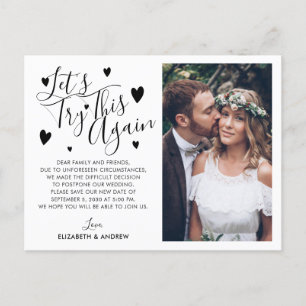 Wedding Postponement Change Date Try Again Photo Announcement Postcard