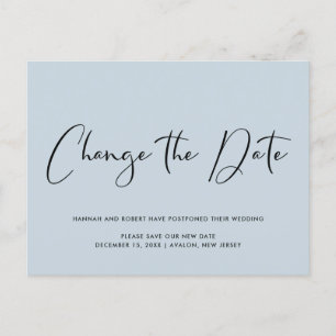 Wedding Postponement Change of Date Dusty Blue Announcement Postcard