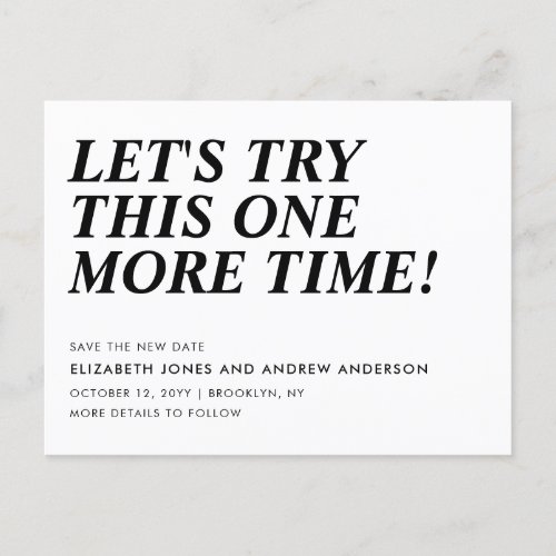 Wedding Postponement Change of Date One More Time Announcement Postcard