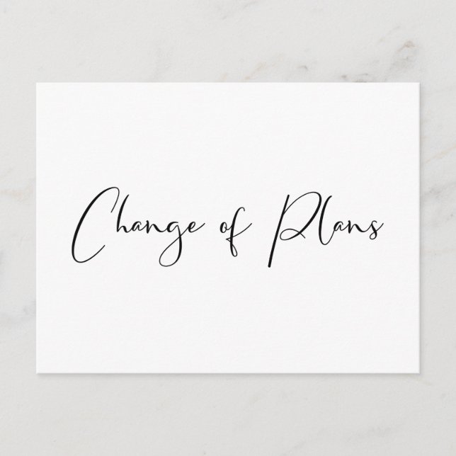 Wedding Postponement Change of Plans Black White Announcement Postcard (Front)