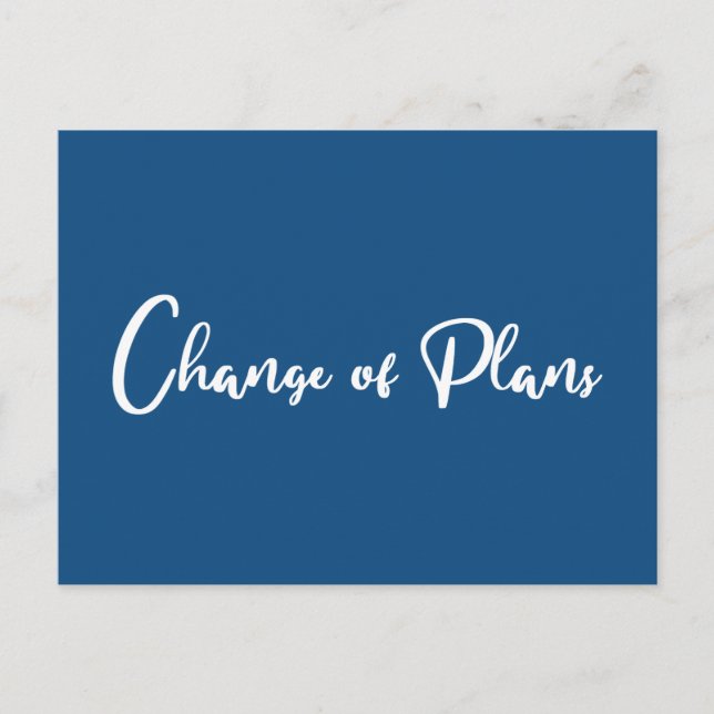 Wedding Postponement Change of Plans Classic Blue Announcement Postcard (Front)