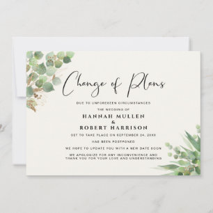 Wedding Postponement Change Plans Eucalyptus Cream Announcement