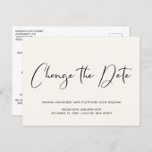 Wedding Postponement Change the Date Light Cream Announcement Postcard (Front/Back)