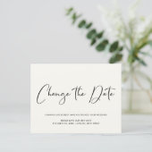 Wedding Postponement Change the Date Light Cream Announcement Postcard (Standing Front)