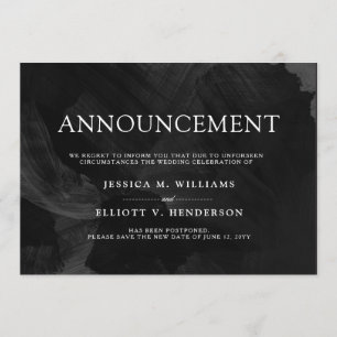 Wedding Postponement Message Formal Black Invitation