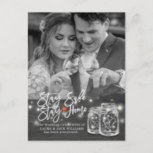 Wedding Postponement Stay Home and Stay Safe Photo Announcement Postcard