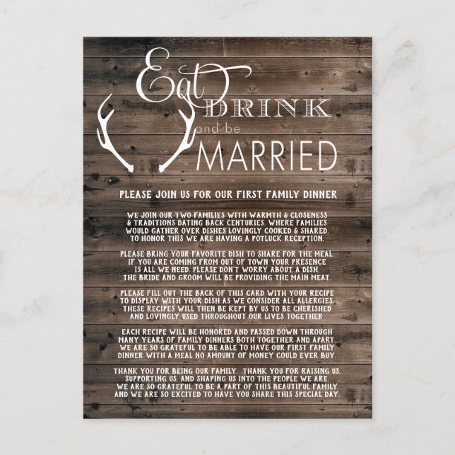 Wedding Potluck Request Cards (Front)