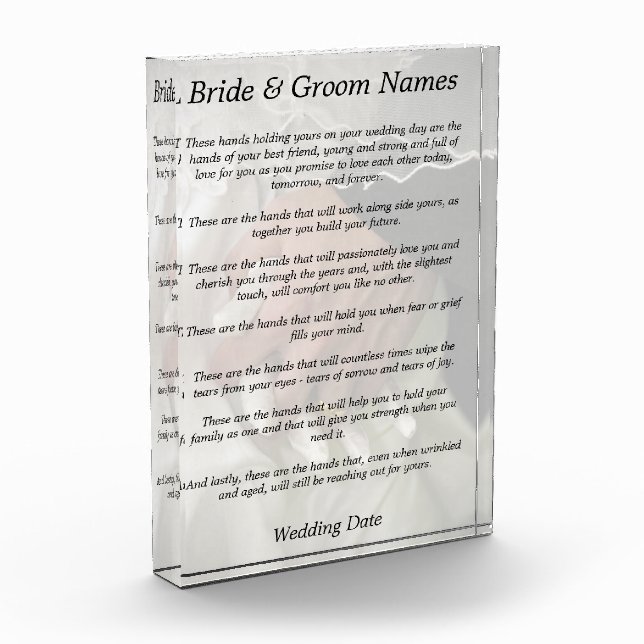 Wedding Prayer Acrylic Award (Left)