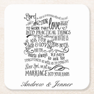 Wedding prayer personalised Favor wedding coaster