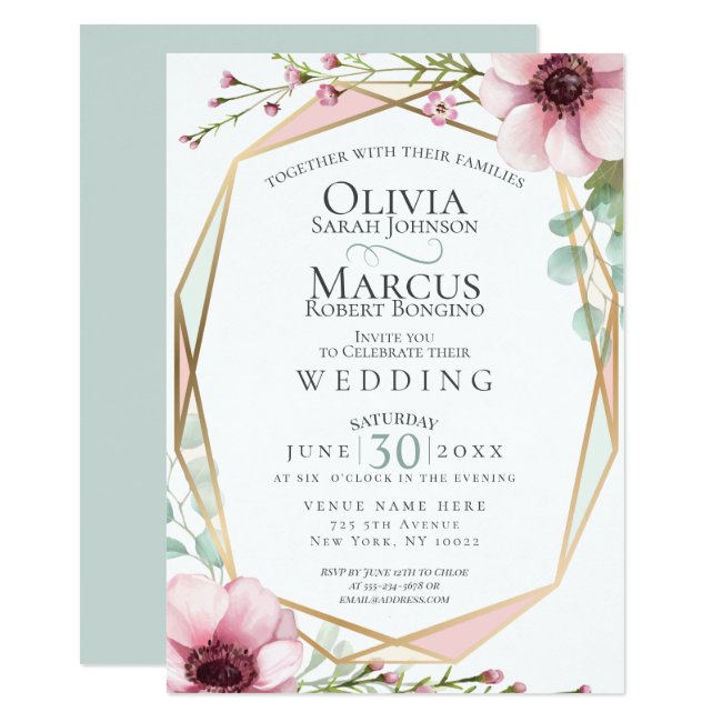 Wedding | Pretty Anemone Flowers and Foliage Invitation