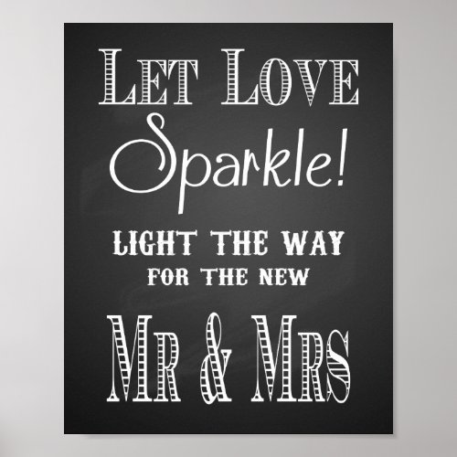 Wedding print Let Love sparkle vintage chalkboard