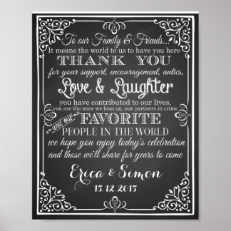 Wedding print "Thank You" vintage chalkboard