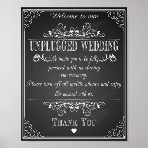Wedding print Unplugged Wedding vintage chalkboard