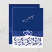 Wedding | PRINTED RIBBON | Blue, White Hearts RSVP (Front/Back)