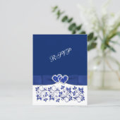 Wedding | PRINTED RIBBON | Blue, White Hearts RSVP (Standing Front)