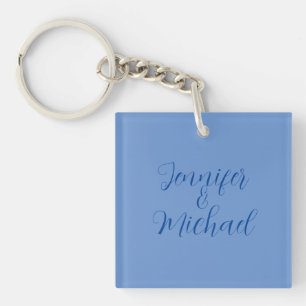Wedding Professional Classical Blue Calligraphy Keychain