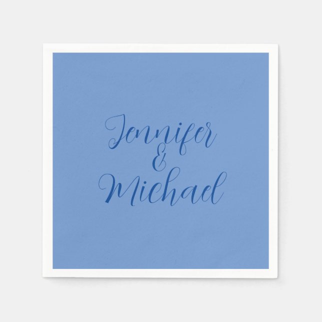 Wedding Professional Classical Blue Calligraphy Napkins (Front)