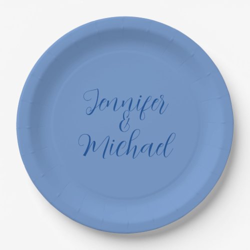 Wedding Professional Classical Blue Calligraphy Paper Plates