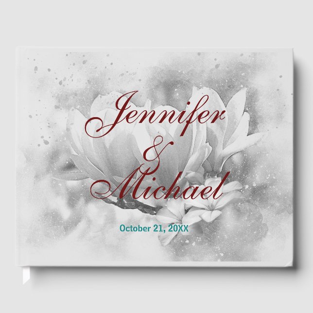 Wedding Professional Classical Floral Calligraphy Guest Book (Front)