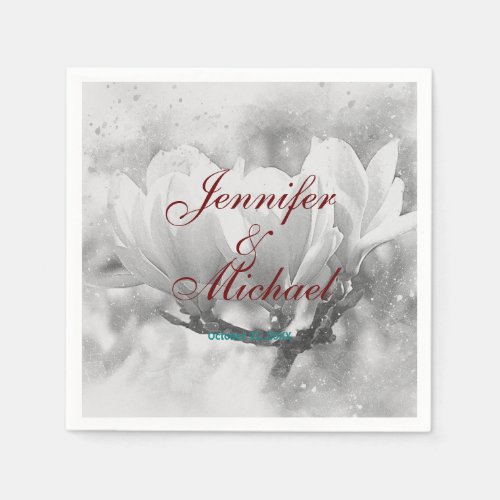 Wedding Professional Classical Floral Calligraphy Napkins