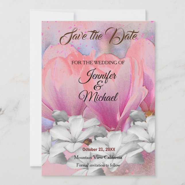 Wedding Professional Classical Floral Save The Date (Front)