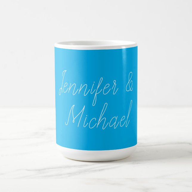 Wedding Professional Classical Handwriting Blue Coffee Mug (Center)